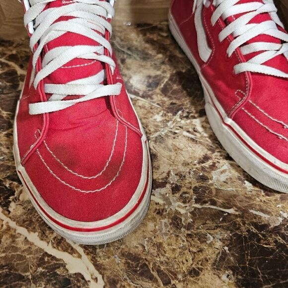 Vans men's Off The Wall hi top skateboard old skool red size 13.   010 - Picture 9 of 11